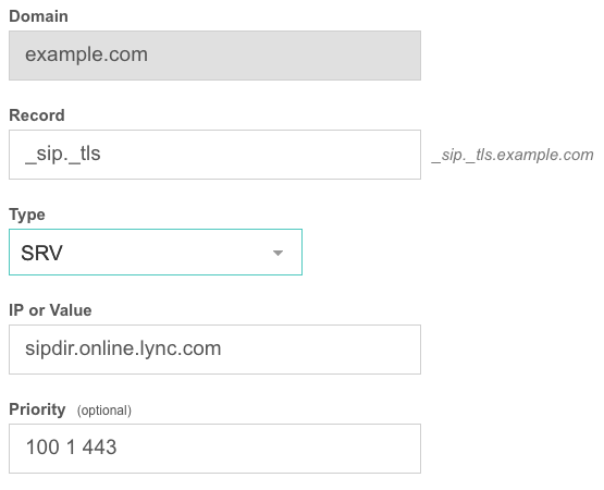 Как добавить в dns srv запись службы